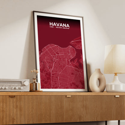 Havana Garnet Map Poster