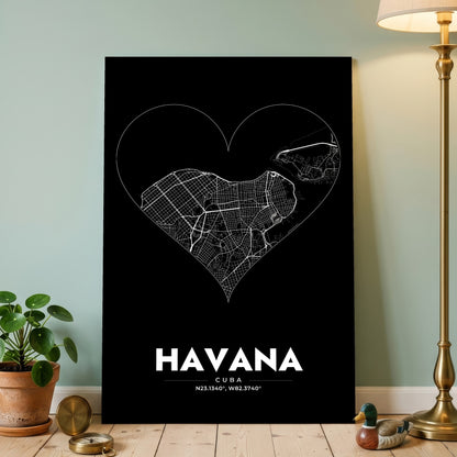 Havana Heart Map Poster