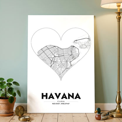 Havana Heart Map Poster