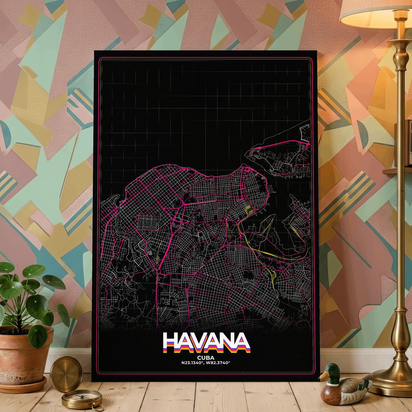 Havana Retro Map Poster