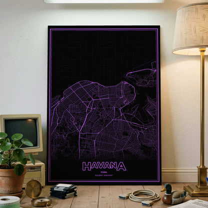 Havana Phosphor Map Poster - EGA Violet
