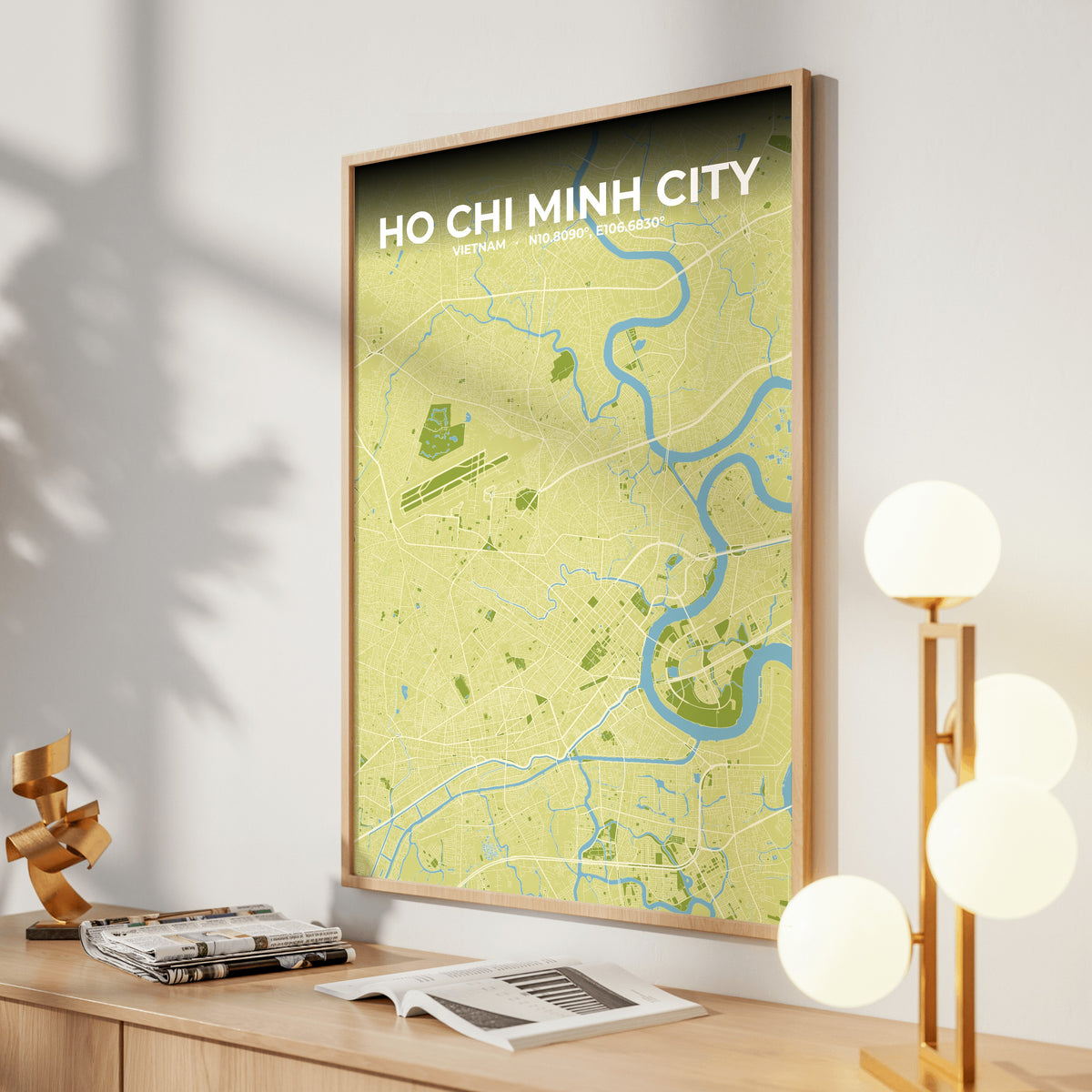 Ho Chi Minh City Fern Map Poster