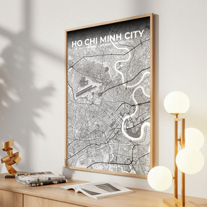 Ho Chi Minh City Ash Map Poster
