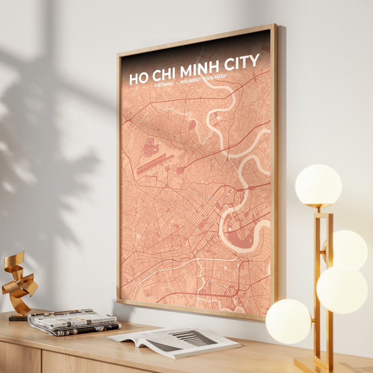 Ho Chi Minh City Blush Map Poster