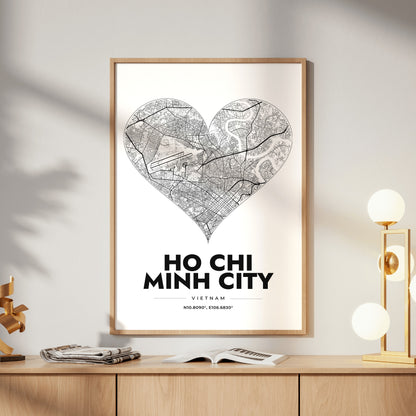Ho Chi Minh City Heart Map Poster