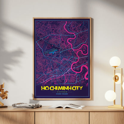 Ho Chi Minh City Cyberpunk Map Poster