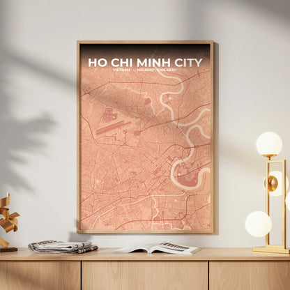 Ho Chi Minh City Blush Map Poster