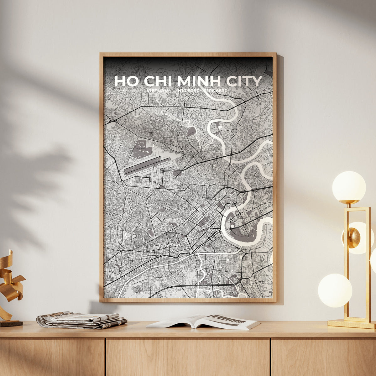 Ho Chi Minh City Ash Map Poster