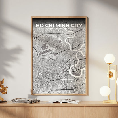 Ho Chi Minh City Ash Map Poster