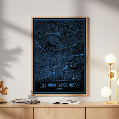 Ho Chi Minh City Phosphor Map Poster - IBM Blue