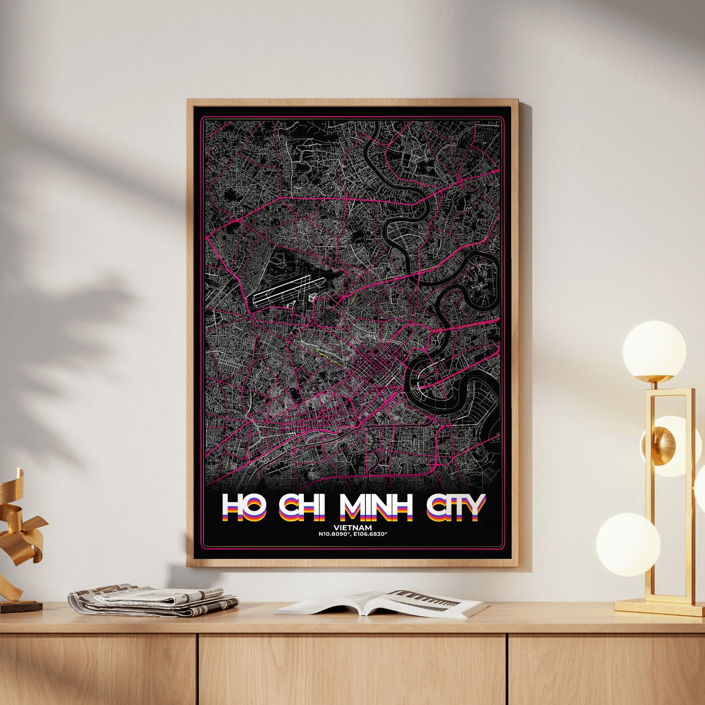 Ho Chi Minh City Retro Map Poster