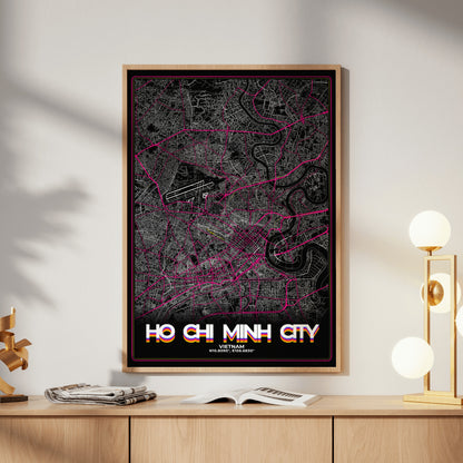 Ho Chi Minh City Retro Map Poster
