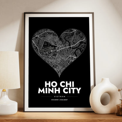 Ho Chi Minh City Heart Map Poster