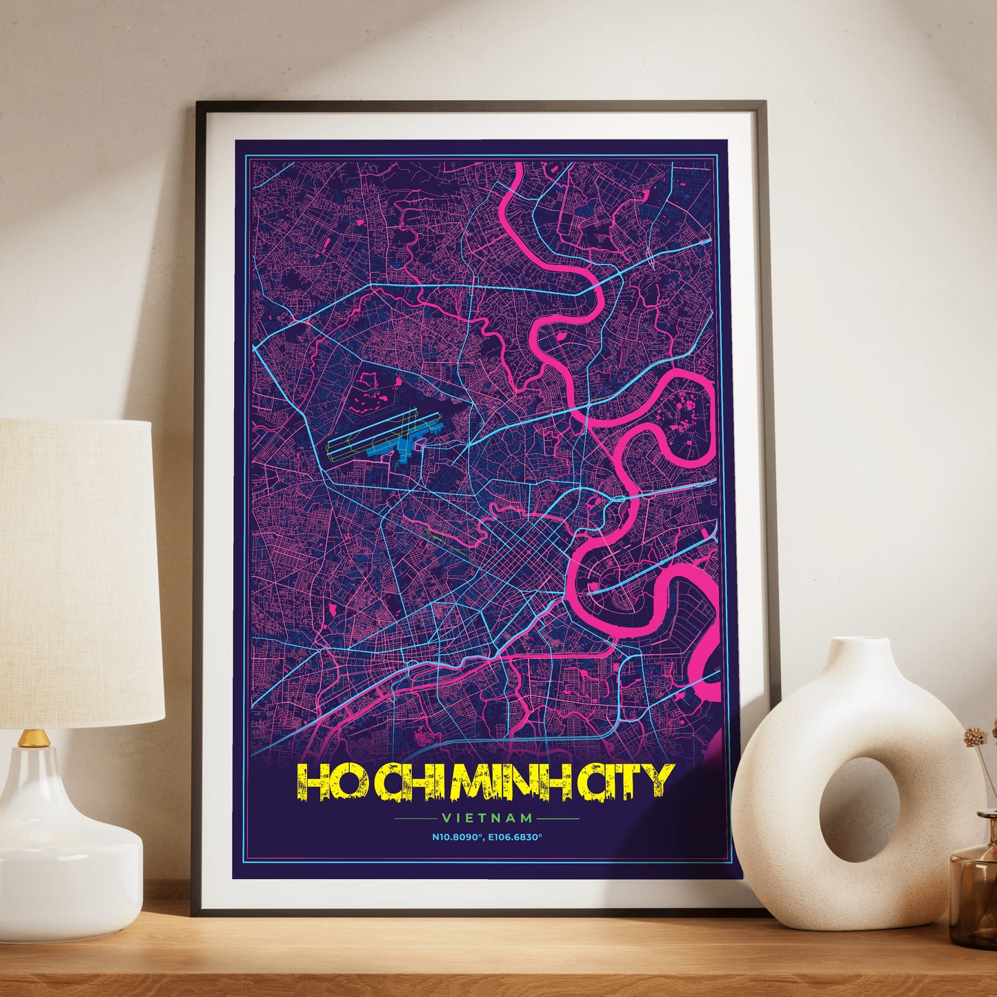 Ho Chi Minh City Cyberpunk Map Poster