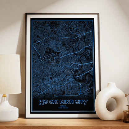 Ho Chi Minh City Phosphor Map Poster - IBM Blue
