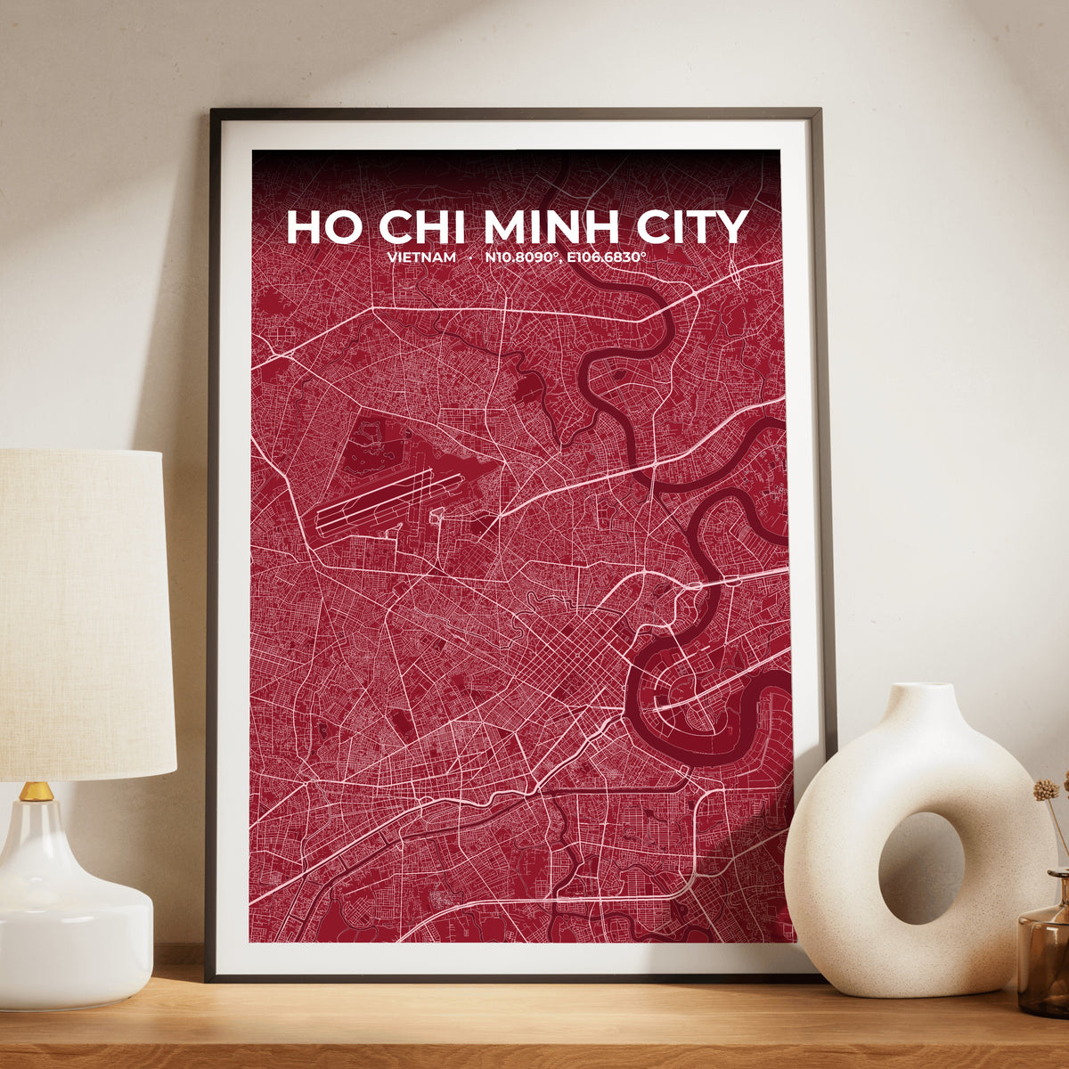 Ho Chi Minh City Garnet Map Poster