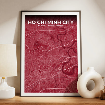 Ho Chi Minh City Garnet Map Poster