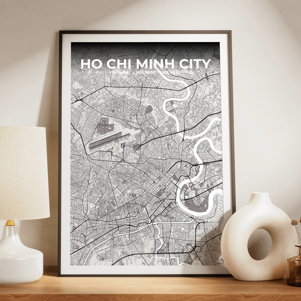 Ho Chi Minh City Ash Map Poster
