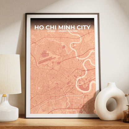 Ho Chi Minh City Blush Map Poster