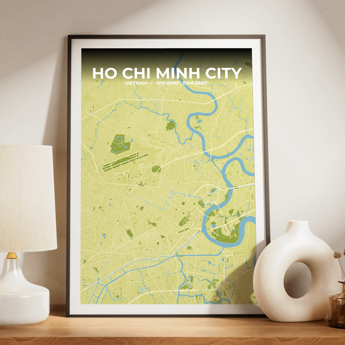 Ho Chi Minh City Fern Map Poster