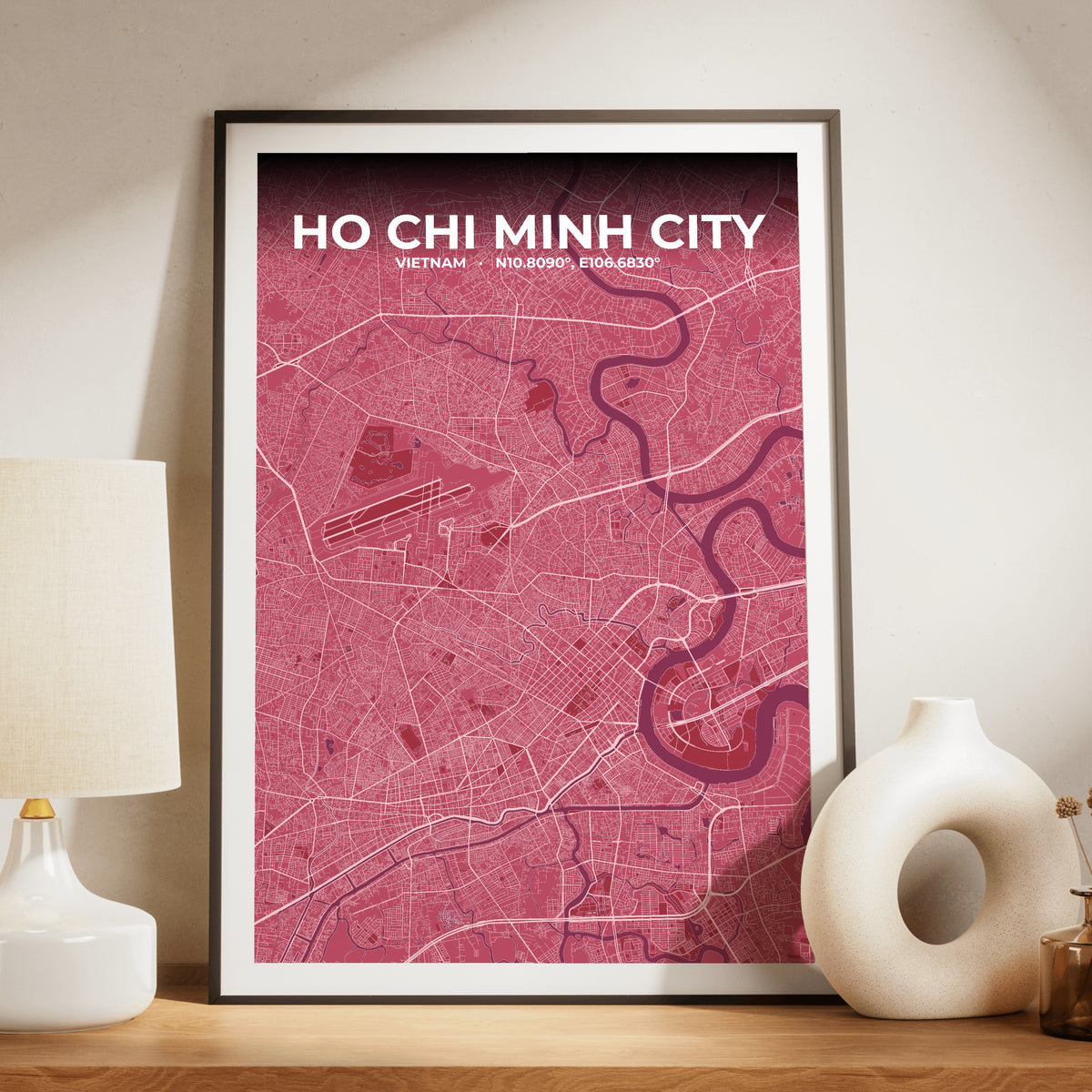 Ho Chi Minh City Scarlet Map Poster