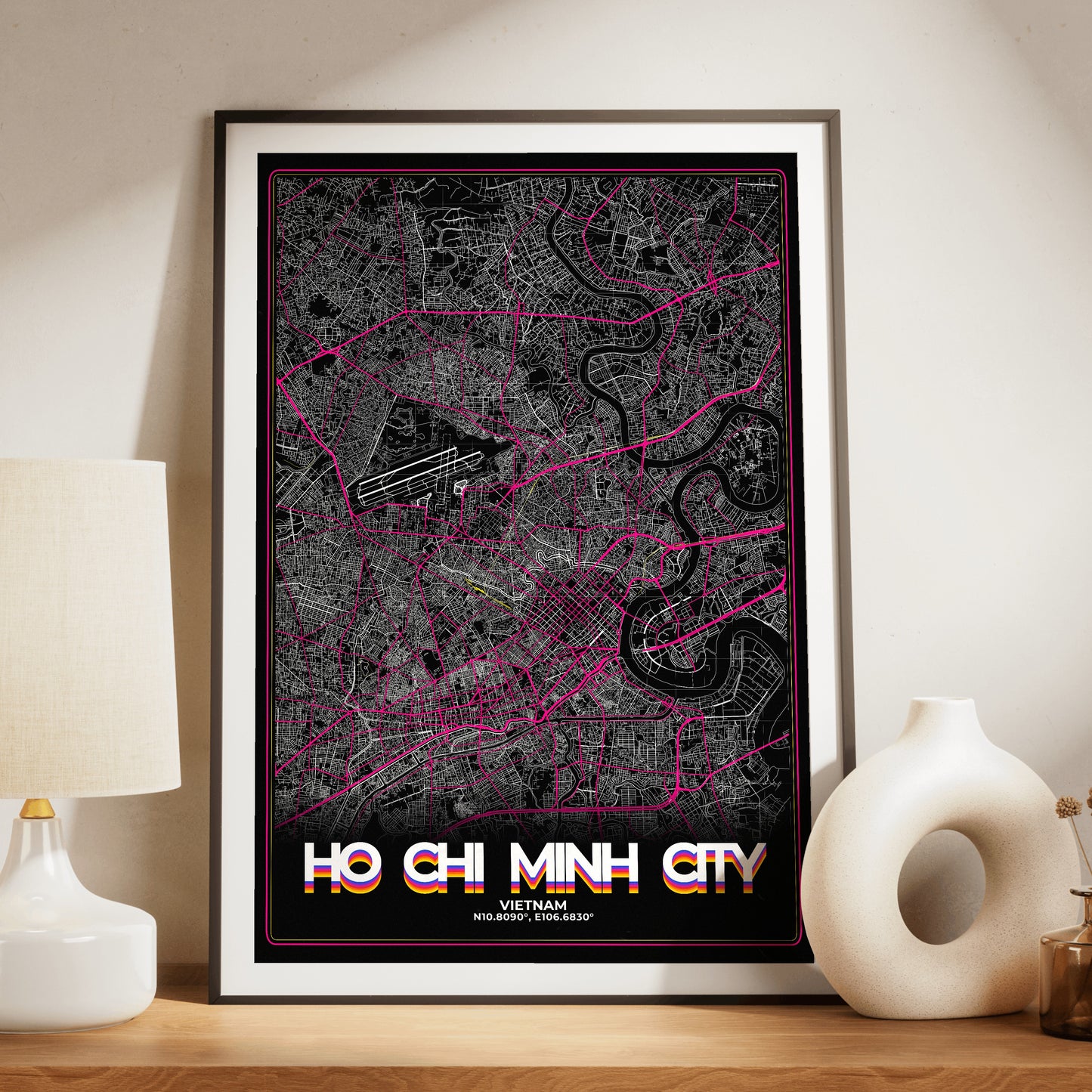 Ho Chi Minh City Retro Map Poster