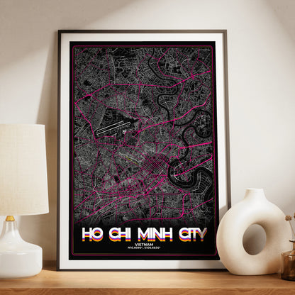 Ho Chi Minh City Retro Map Poster