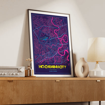 Ho Chi Minh City Cyberpunk Map Poster