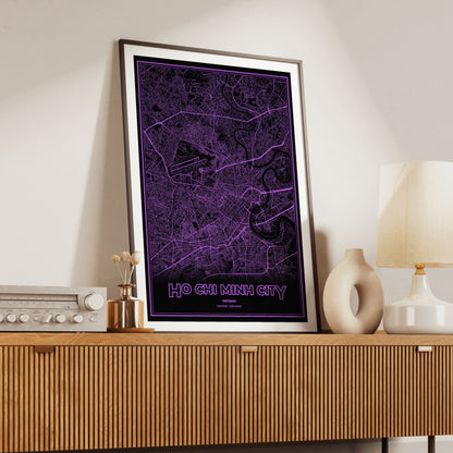 Ho Chi Minh City Phosphor Map Poster - EGA Violet