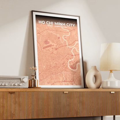Ho Chi Minh City Blush Map Poster