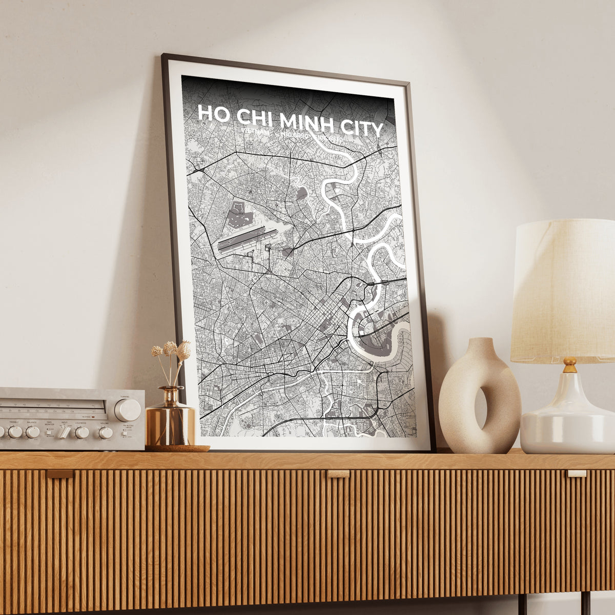 Ho Chi Minh City Ash Map Poster