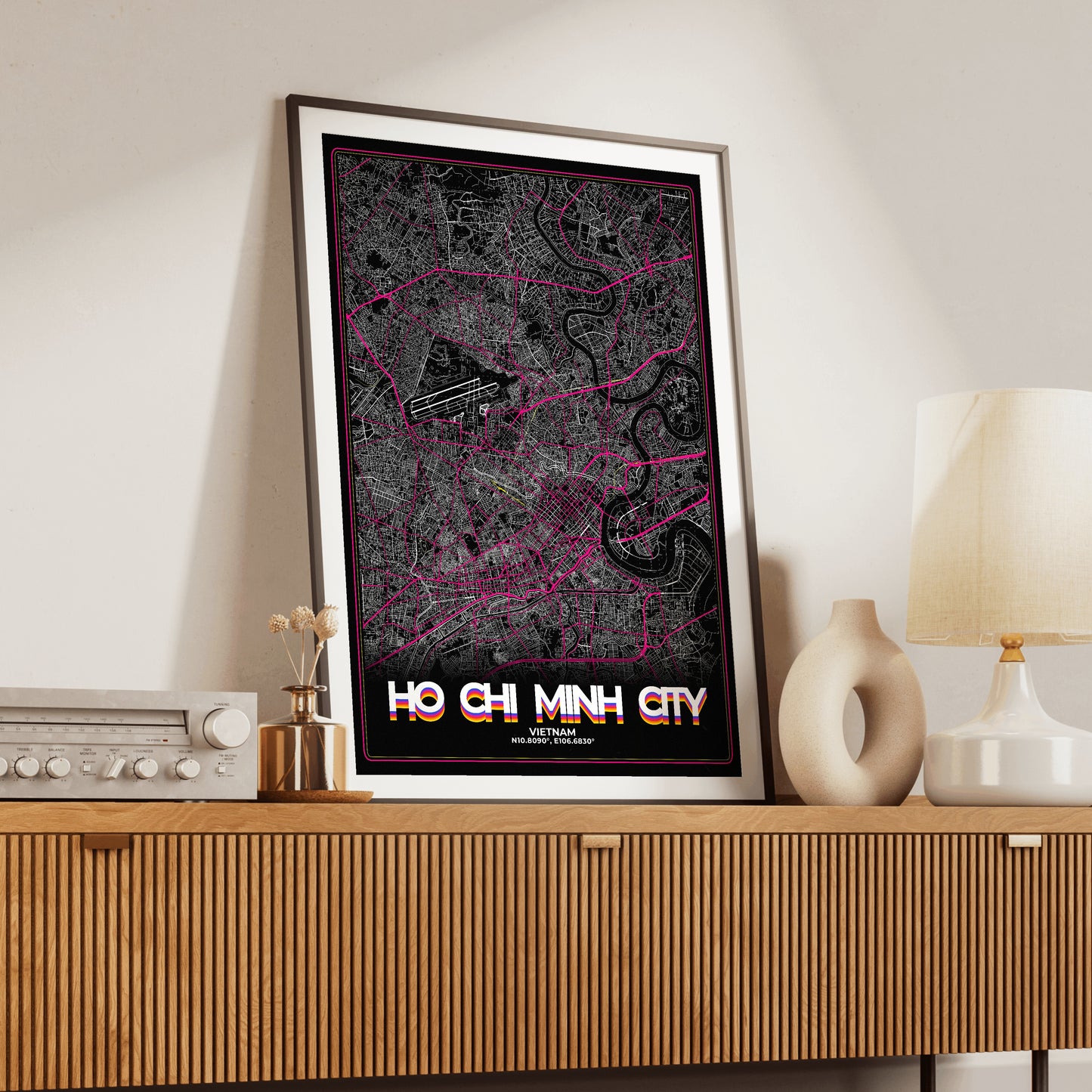 Ho Chi Minh City Retro Map Poster