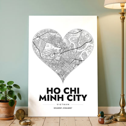 Ho Chi Minh City Heart Map Poster