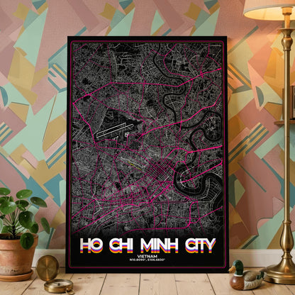 Ho Chi Minh City Retro Map Poster