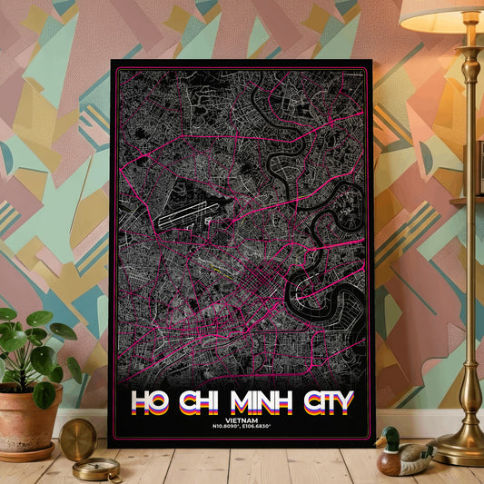 Ho Chi Minh City Retro Map Poster
