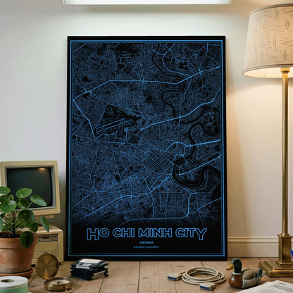 Ho Chi Minh City Phosphor Map Poster - IBM Blue