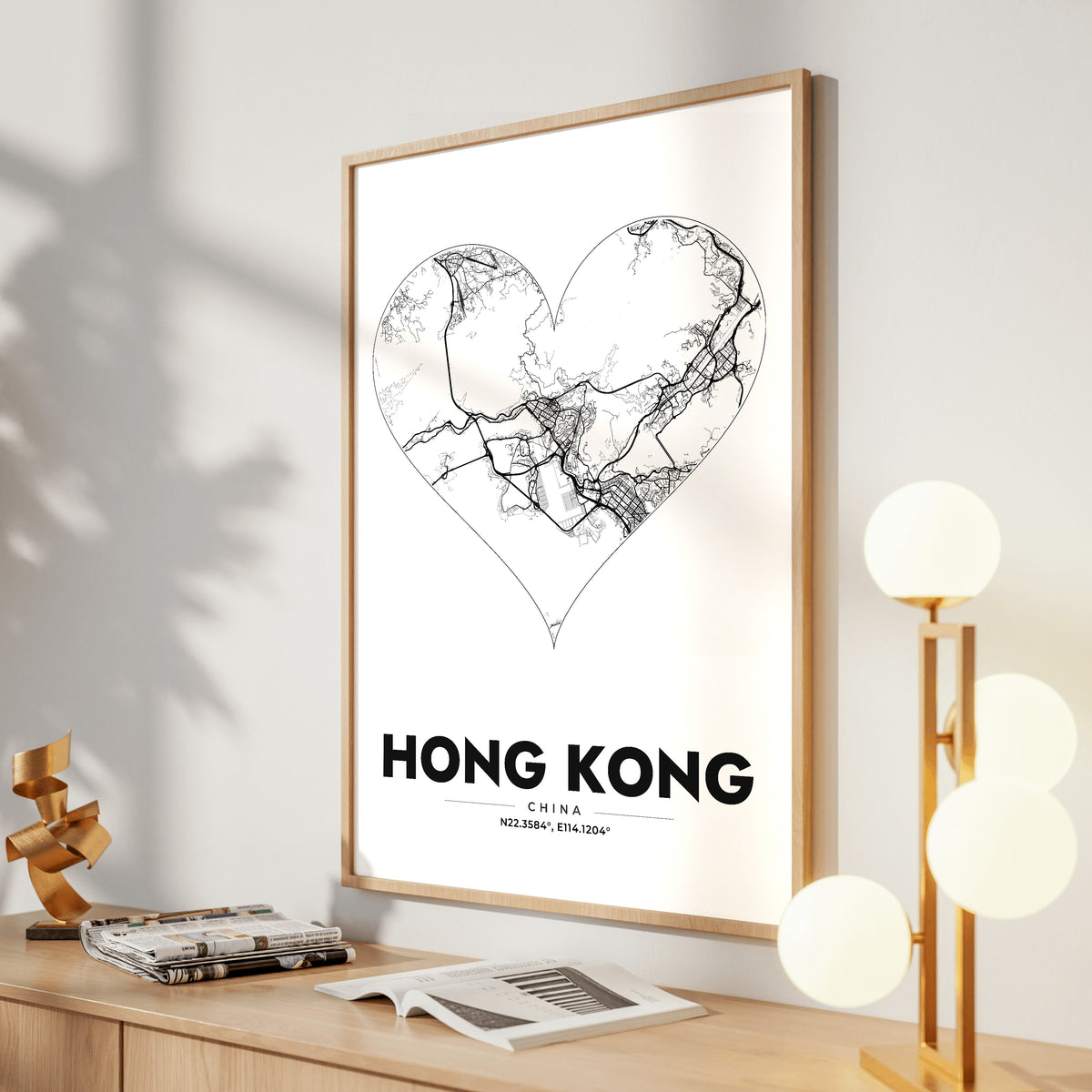 Hong Kong Heart Map Poster