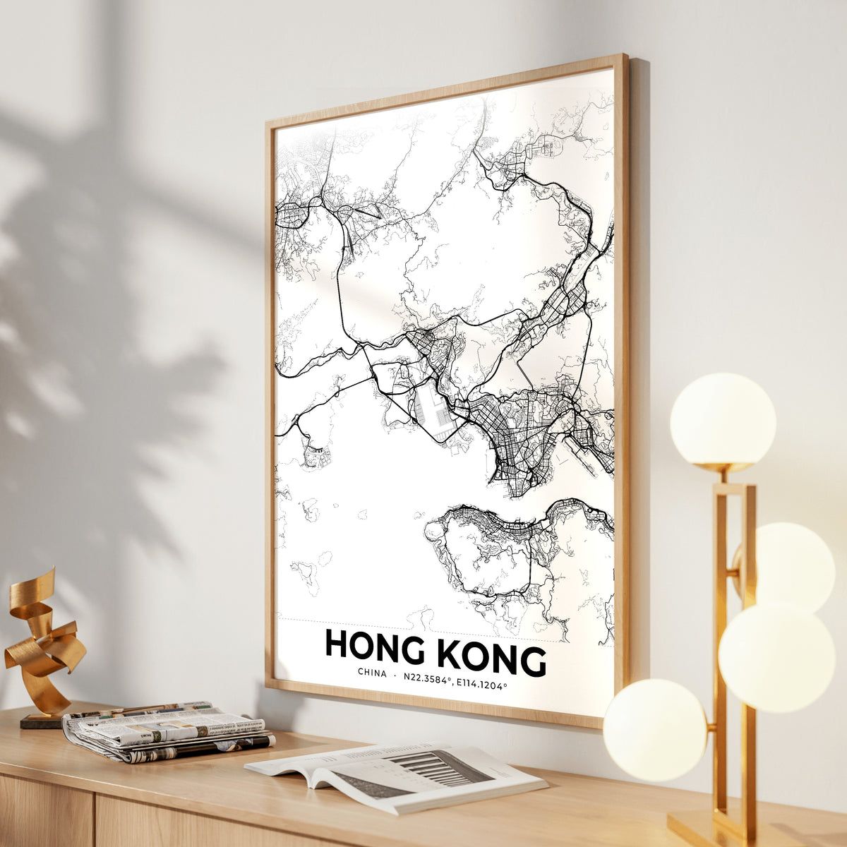 Hong Kong Elegant Map Poster