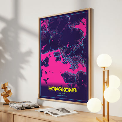 Hong Kong Cyberpunk Map Poster