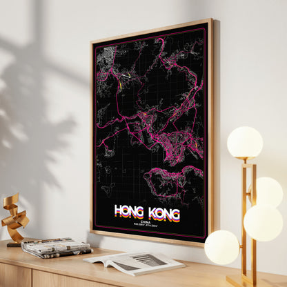 Hong Kong Retro Map Poster