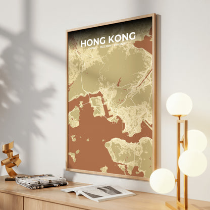 Hong Kong Ember Map Poster