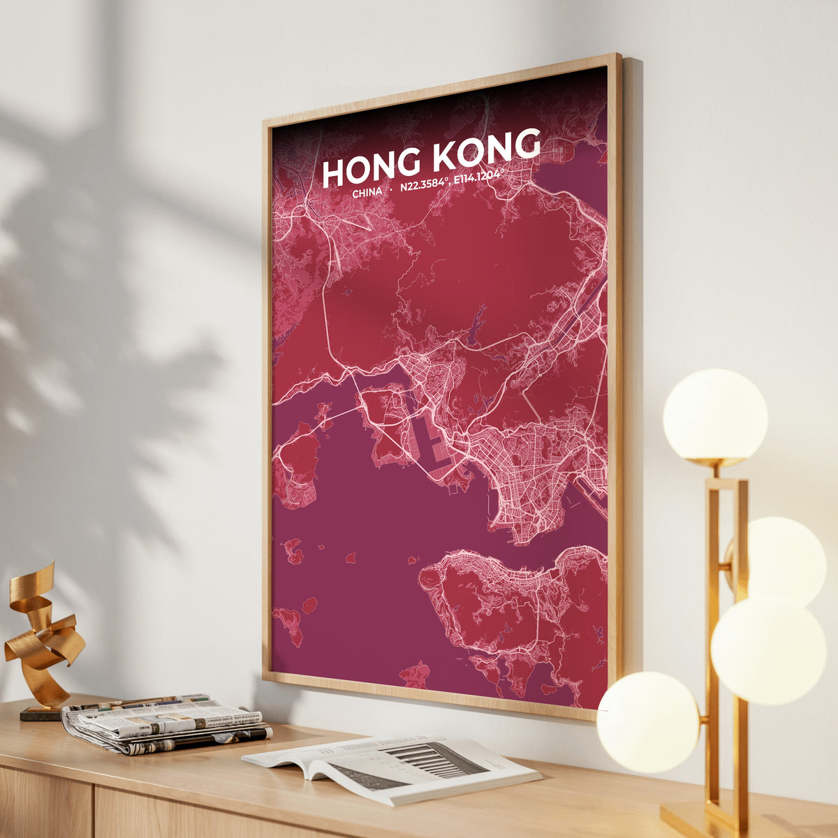 Hong Kong Scarlet Map Poster