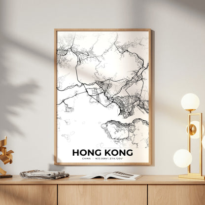 Hong Kong Elegant Map Poster