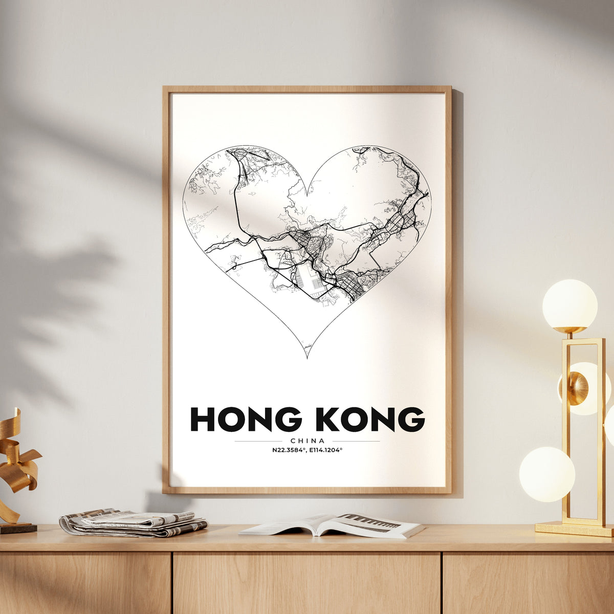 Hong Kong Heart Map Poster