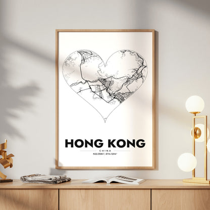 Hong Kong Heart Map Poster