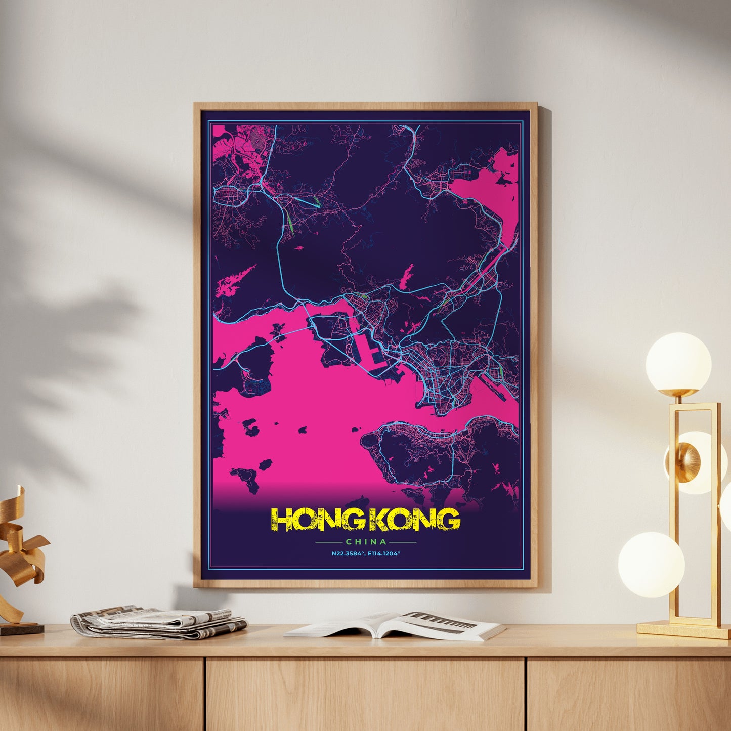 Hong Kong Cyberpunk Map Poster