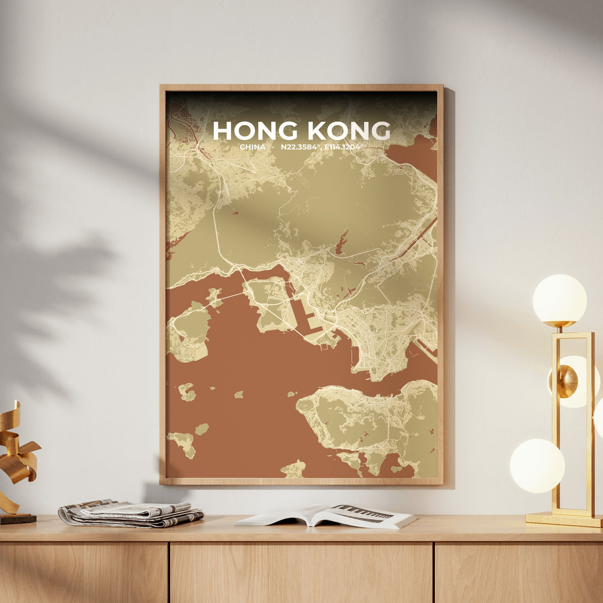 Hong Kong Ember Map Poster