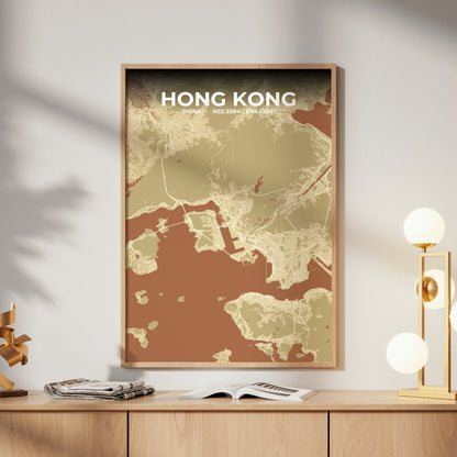 Hong Kong Ember Map Poster