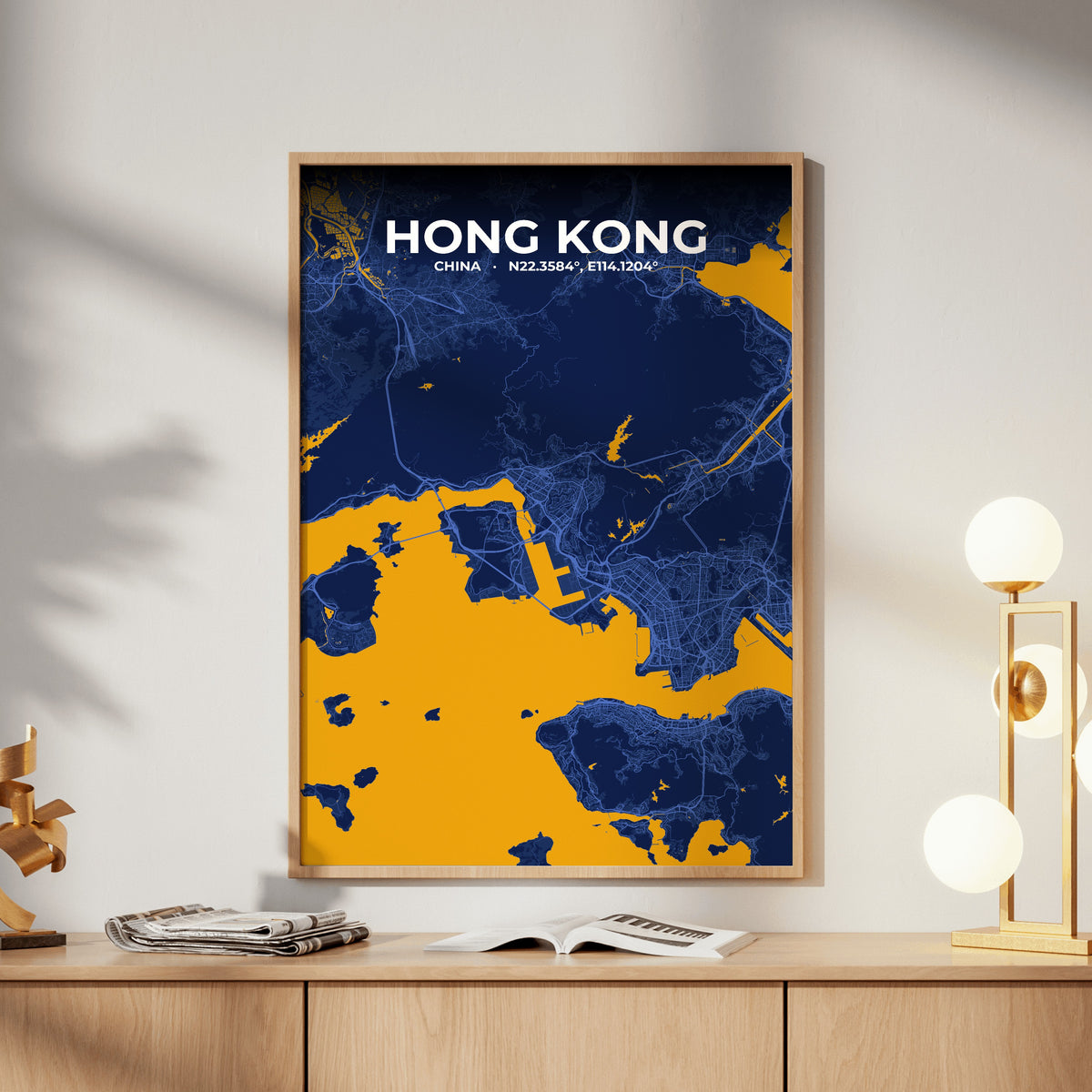 Hong Kong Ink Map Poster