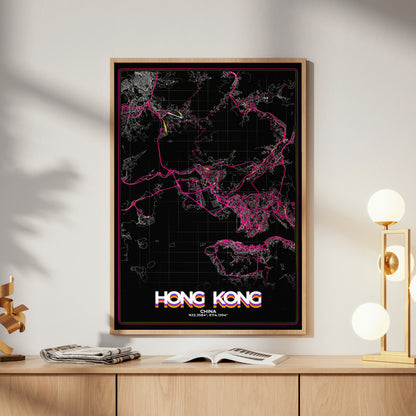 Hong Kong Retro Map Poster